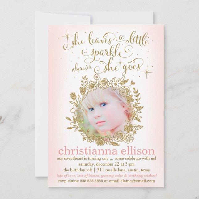 Convite 311 Peach Ela Deixa Um Pouco De Floral (Frente)