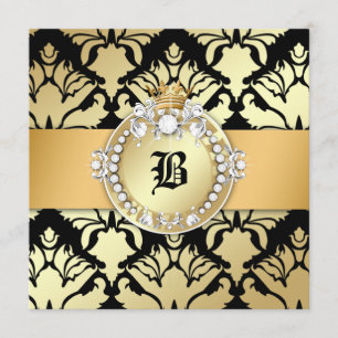 Convite 311 preto fabuloso da rainha do Shimmer do damasco