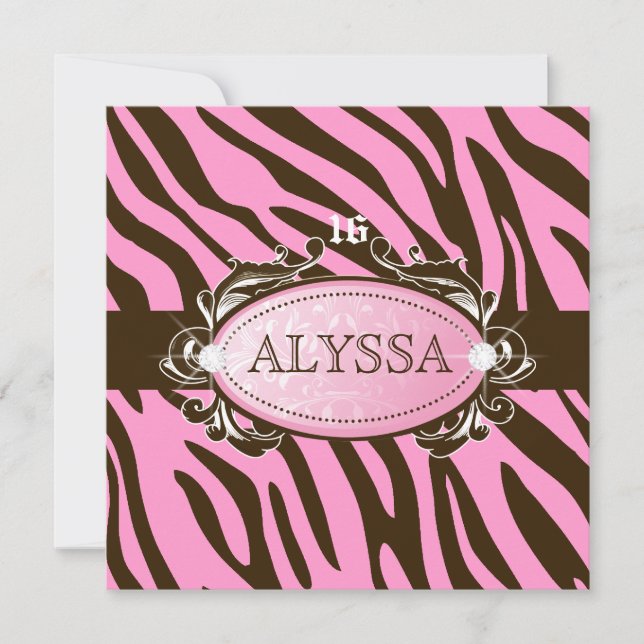 Convite 311-Rosa-Luxuosamente N-Zebra-Castanho-16 (Frente)