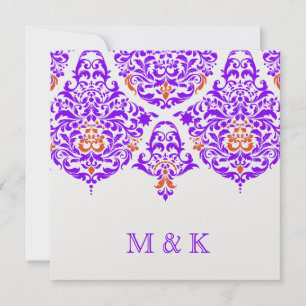 Convite 311 Seg Cherie Damask Fabuloso Laranja Roxo