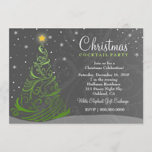 Convite 311 Starry Night Christmas Invite Cinza
