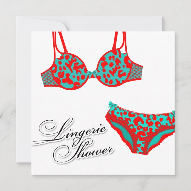 Convite 311-Turquesa Lingerie Vermelha-Leopardo (Frente)