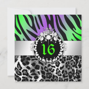 Convite 311 Zebra-LeoTique Diamantes n' Kisses Sweet 16