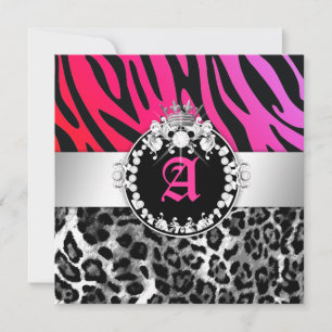 Convite 311-Zebra-LeoTique Diamantes n' Kisses Sweet 16