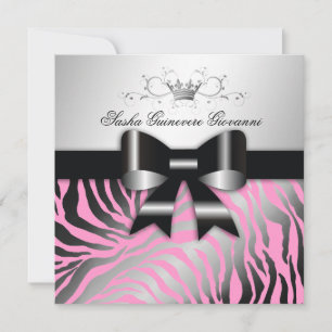 Convite 311-Zebra Shimmer Arco Preto Rosa Doce 16