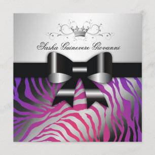 Convite 311-Zebra Shimmer Black Purple Radiance  Doce 16