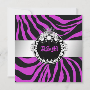 Convite 311-Zebra-Tique Diamantes Doce Dezesseis Púrpura
