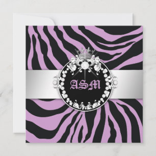 Convite 311-Zebra-Tique Diamantes Doce Dezesseis Roxos