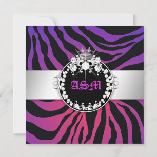Convite 311-Zebra-Tique Diamantes n' Kisses Sweet 16 P Rad