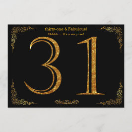 Convite 31a Festa de aniversário,Gatsby styl,dourado preto