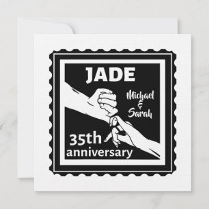 Convite 35º aniversário de casamento de mãos dadas
