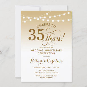 Convite 35º Aniversário de Casamento - Dourado Branco