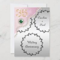 35º aniversário de casamento Embossed Silver Rosa 