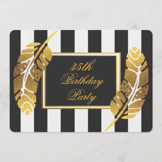 Convite 35º aniversário Dourado Pena Preta