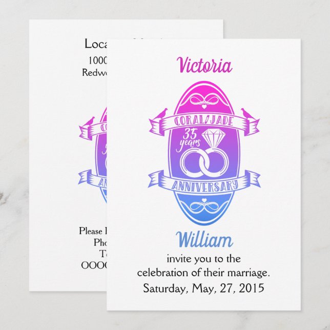 Convite 35 Anos coral tradicional Jade 235º aniversário (Frente/Verso)