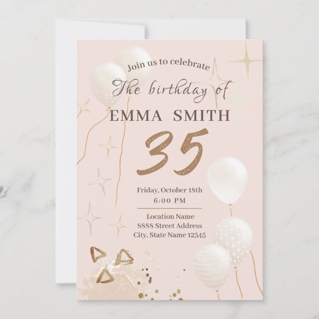 Convite 35 anos de aniversário (Frente)