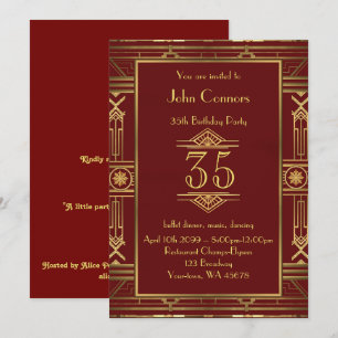 Convite 35,Convite de aniversário Homem, estilo Gatsby, q