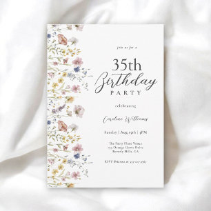 Convite 35.o aniversário Watercolor Floral Floral