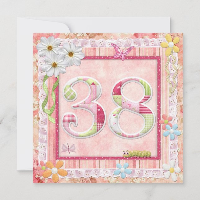 Convite 38.o estilo de abate de festas de aniversário (Frente)