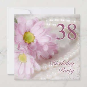 Convite 38th Birthday party invitation with daisies