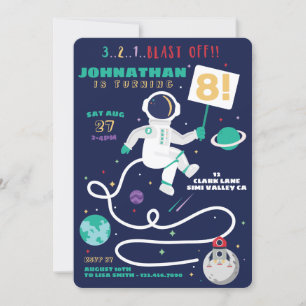 Convite 3 2 1 Explosão Do Tema Espacial Do Astronauta De 