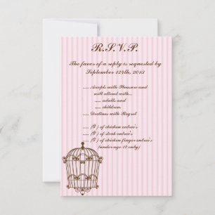 Convite 3.5 x 5 P Birdcage/Stripes Rosa