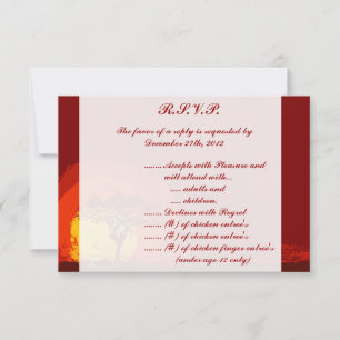 Convite 3,5 x 5 R.S.V.P Placa de Resposta Vermelha Sunset