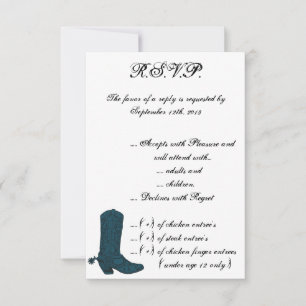 Convite 3,5 x 5 R.S.V.P Western Blue Cowboy Bo