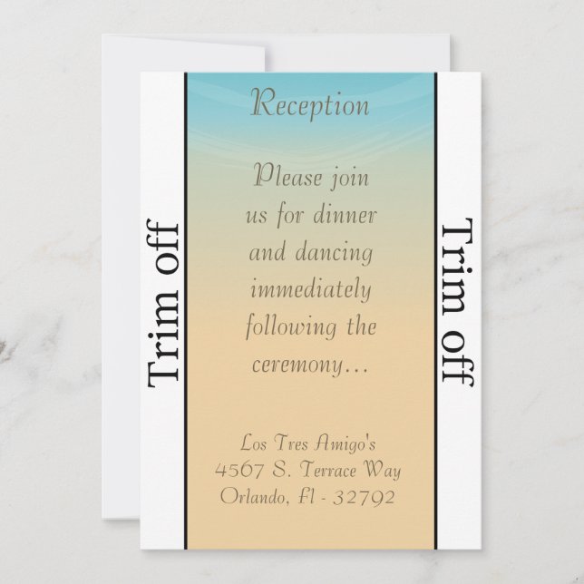 Convite 3,5 x 7 Recepção Ocean Beach Shore Se (Frente)