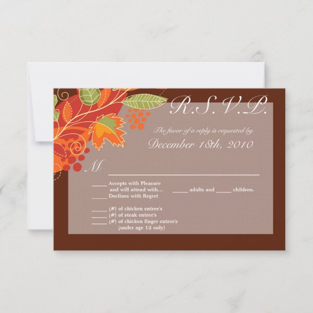 Convite 3,5x5 Folhas de outono de Placa R.S.V.P. (Frente)