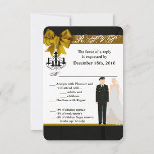 Convite 3.5x5 R.S.V.P. Card ARMY Uniform Groom Soldi