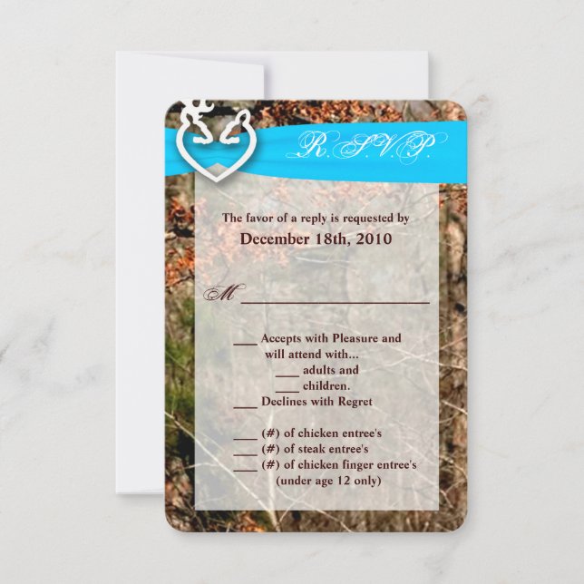 Convite 3,5x5 R.S.V.P. Card Deer Camo Doe Casal Buck (Frente)