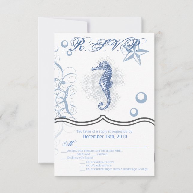 Convite 3,5x5 R.S.V.P. Card Seacavalo Sea Beach (Frente)