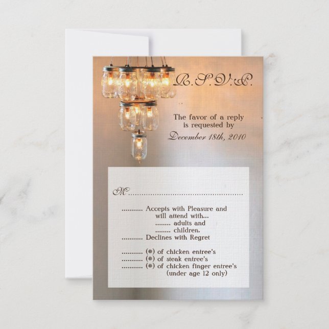 Convite 3.5x5 R.S.V.P. Carteira Mason Jar Chandelier (Frente)