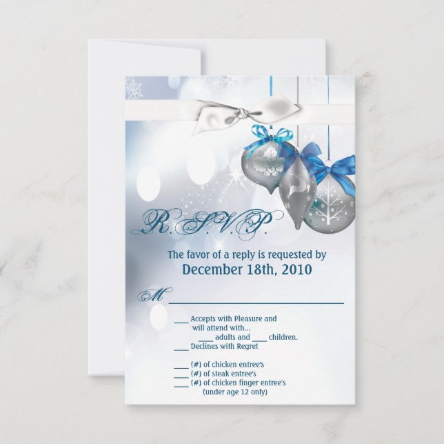 Convite 3.5x5 R.S.V.P. Ornamentos de placa Flocos de neve  (Frente)