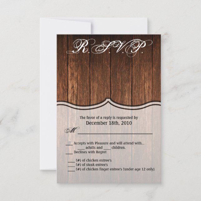 Convite 3,5x5 R.S.V.P. Placa Barn Wood Country Rustic (Frente)