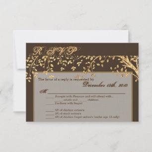 Convite 3,5x5 R.S.V.P. Placa Gold Foil Autumn Fall Tree Br