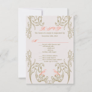 Convite 3,5x5 R.S.V.P. Placa Vintage Vitoriana Love Birds