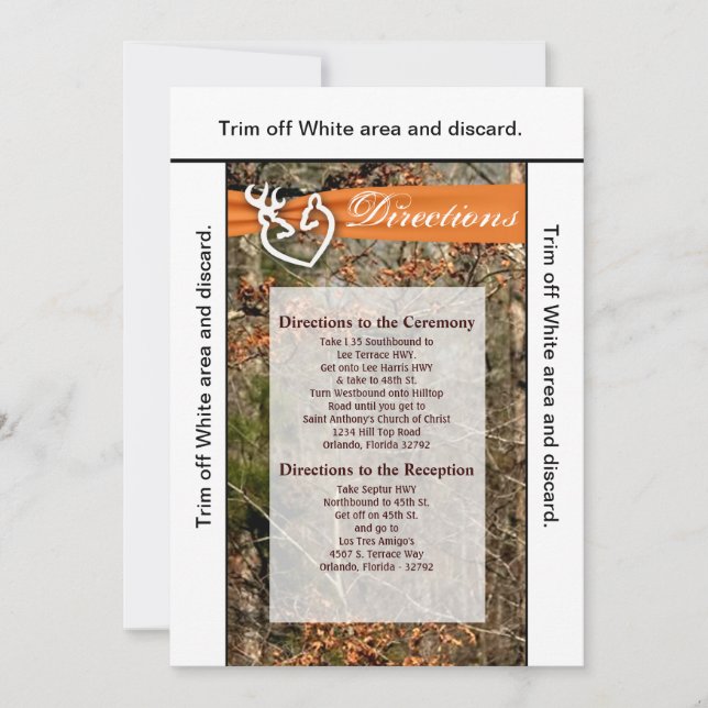 Convite 3.5x6 Direções Casal do veado da placa Buck Camo (Frente)