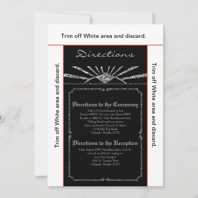 Convite 3.5x6 Direções da arte da placa Roaring 20s GATSBY (Frente)