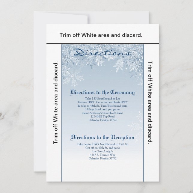 Convite 3,5x6 Direções Flocos de neve cristalinos de placa (Frente)