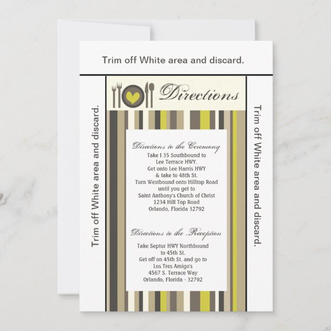 Convite 3,5x6 Direções Placa China Plate Silverware Place (Frente)