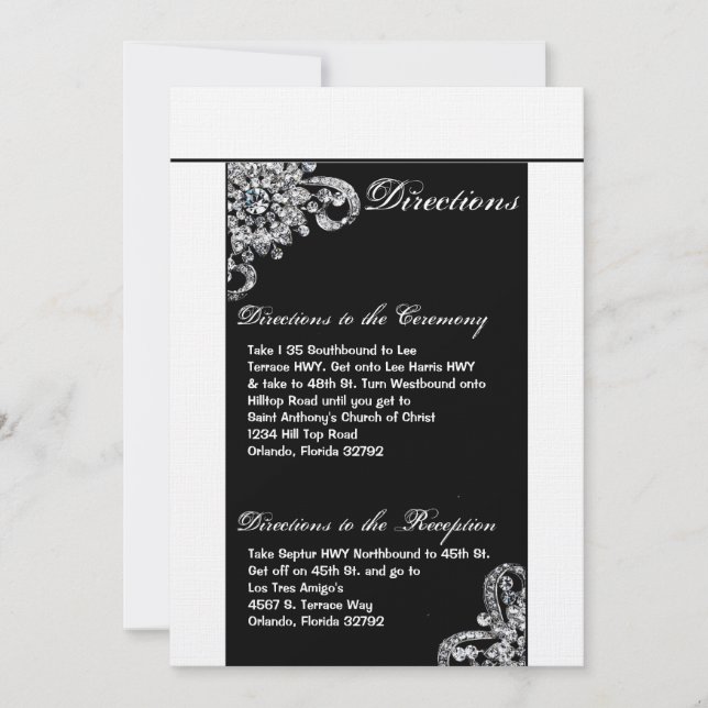 Convite 3,5x6 Direções Placa de Jogo de Jogo de Diamante B (Frente)