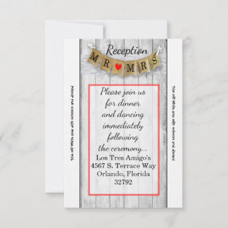 Convite 3,5x7 Reception Card Burlap, Sr. e Sra. Banner