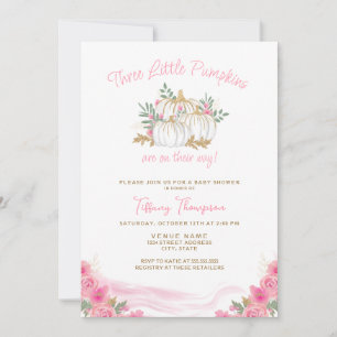 Convite 3 Abóboras no Caminho da Rapariga Triplets Chá de 