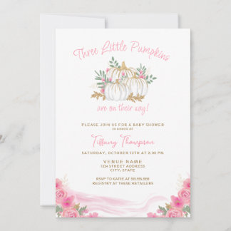 Convite 3 Abóboras no Caminho da Rapariga Triplets Chá de 