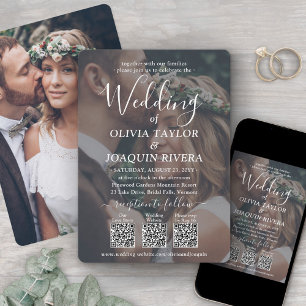 Convite 3 Códigos QR Modernos Tudo-em-Um 2 Fotos Casamento