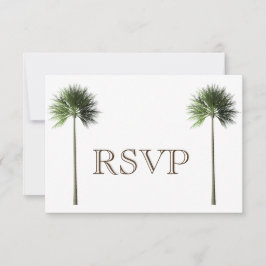 Convite 3 Digite Tropical Palm Tree Menu RSVP Wedcard