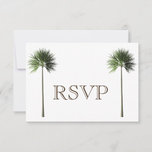 Convite 3 Digite Tropical Palm Tree Menu RSVP Wedcard (Frente)