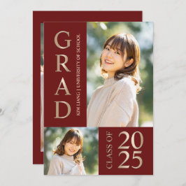 Convite 3 Festa de formatura Vermelho e bege de Colagem de